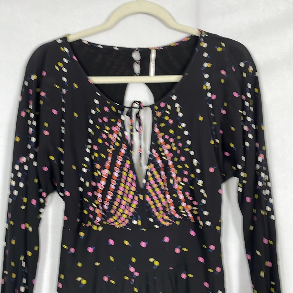 Free People Coryn Mini Dress Size 6 Ling Sleeve Open Back EUC - Picture 2 of 15